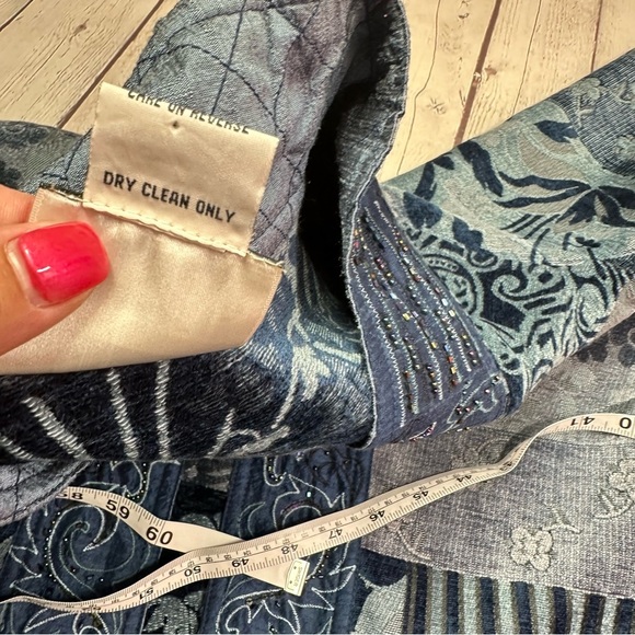 vintage yak magik tapestry patchwork beaded embroidered Cardigan jacket sz L - Picture 8 of 10